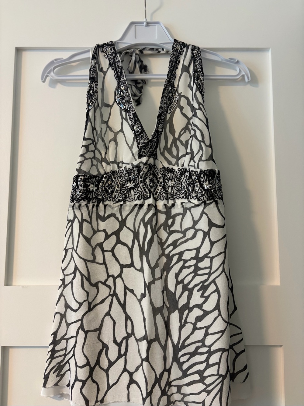 Mitchell & Ness Black and White Halter Tunic Top